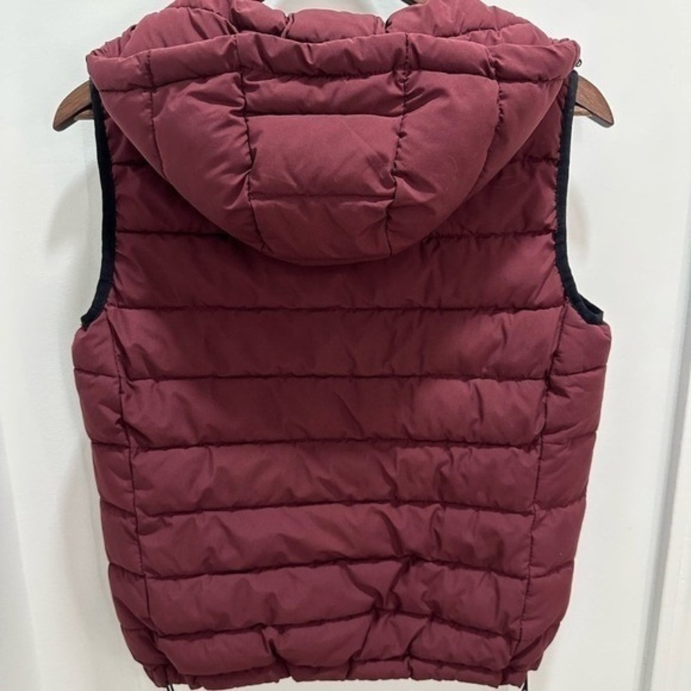 Calvin Klein womens Hooded Puffer Vest Burgundy‎ Quilted Zip Up XS - Picture 5 of 7